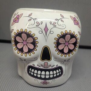Sugar Skull Ceramic Planter Floral Day of the Dead Pot Skeleton Costa Farms